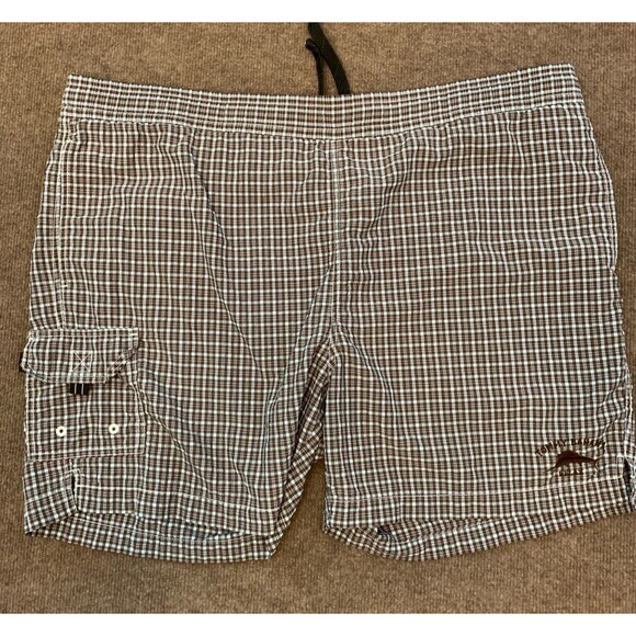 Tommy Bahama Swim Trunks Mens XL Plaid Mesh Lined Surf Beach Pool Board Shorts - Picture 1 of 8